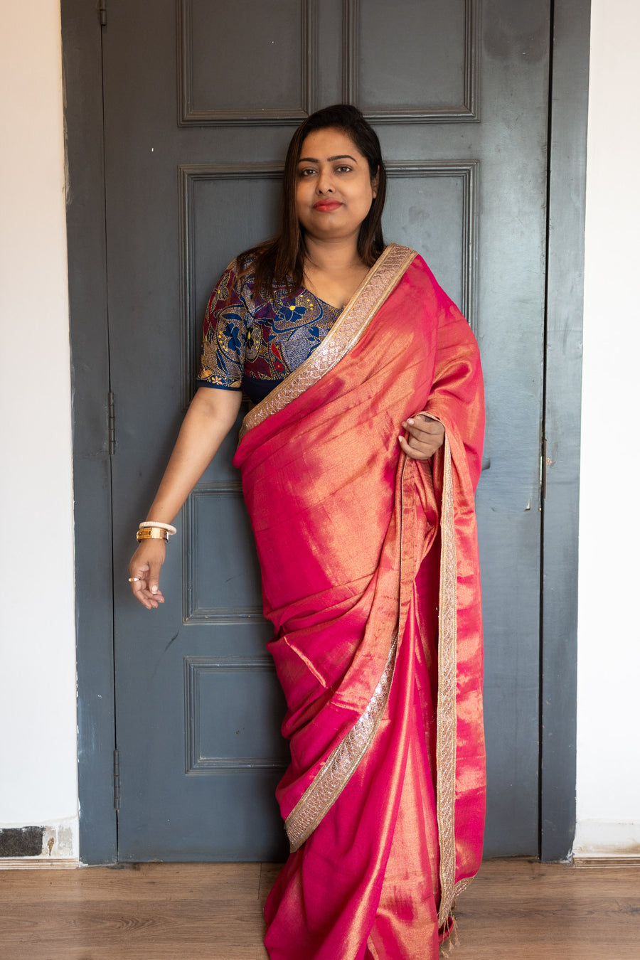 Sindoori Silk Linen Saree