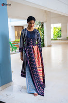 Black Pashmina Cotton Suit Set - Uttariya