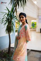 Sea Green Pashmina Cotton Suit Set - Uttariya