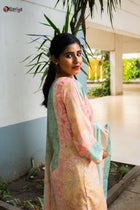 Sea Green Pashmina Cotton Suit Set - Uttariya