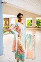 Sea Green Pashmina Cotton Suit Set - Uttariya