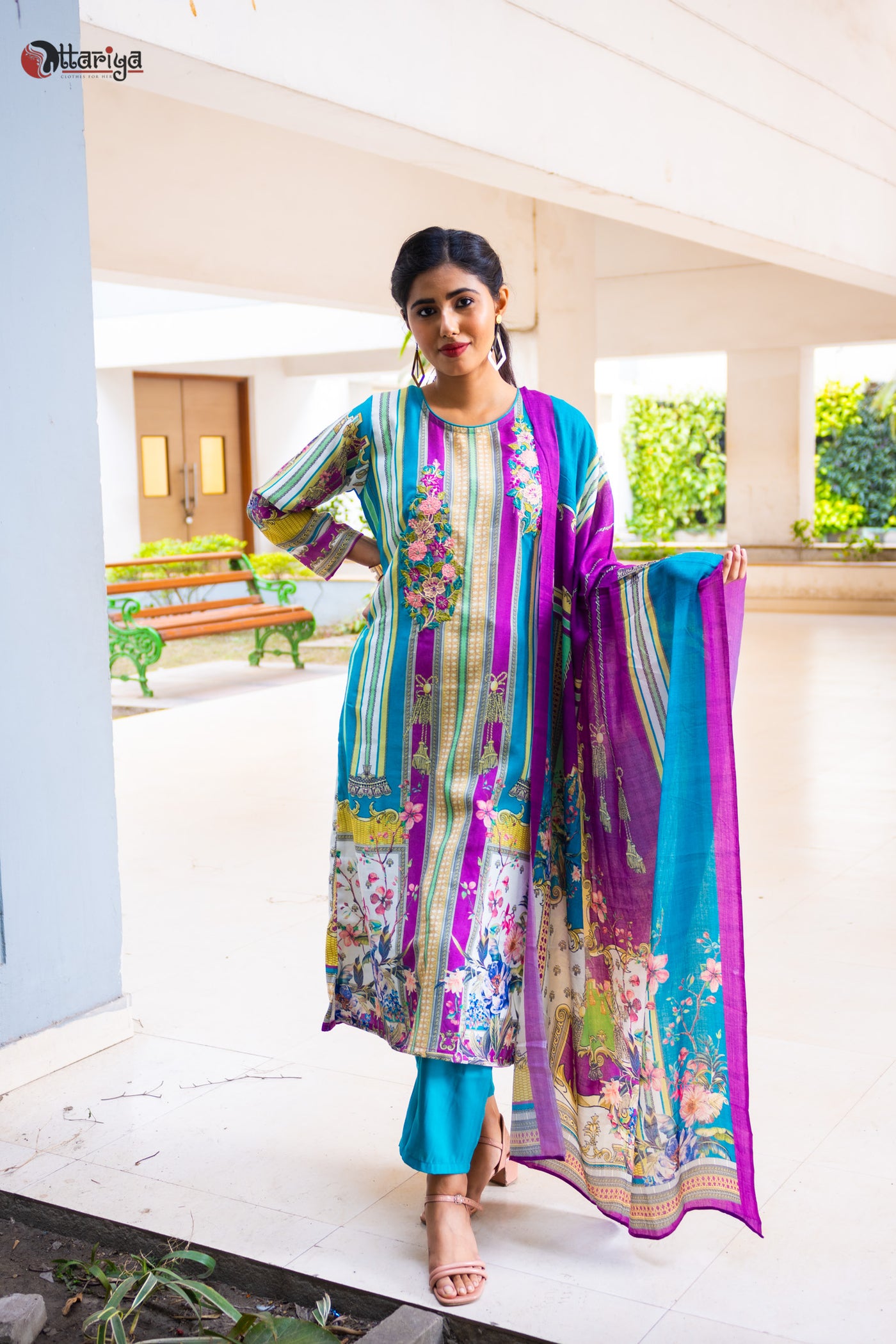 Pashmina Elegance Cotton Suit - Uttariya