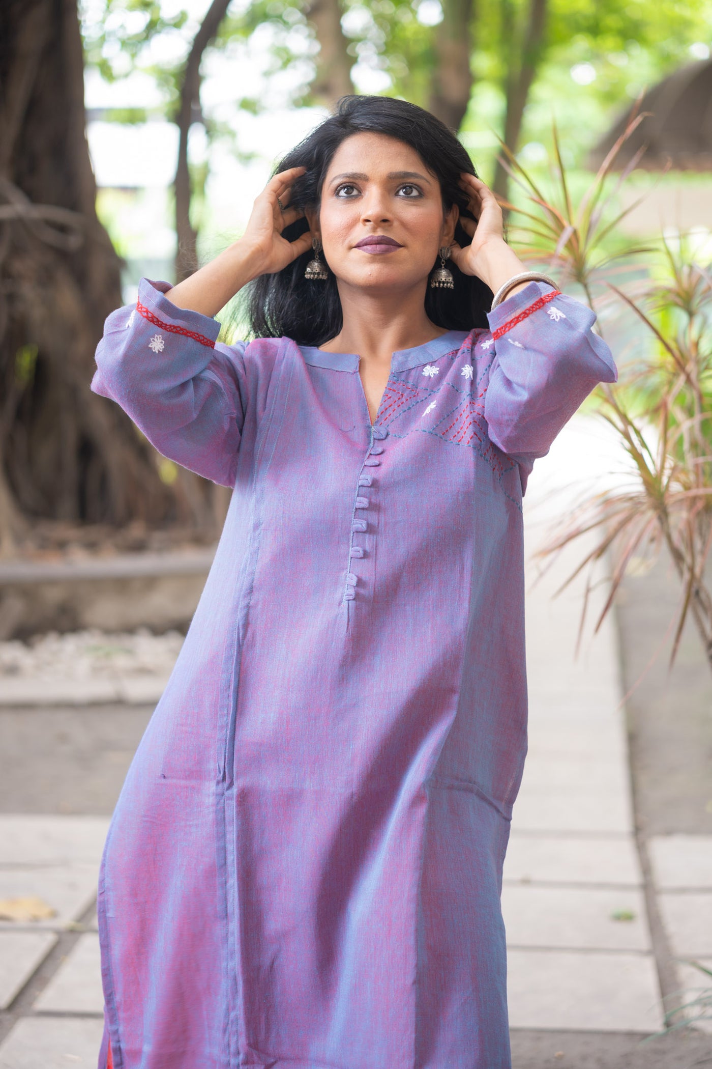 Neelima — Hand-Embroidered Linen Cotton Kurta