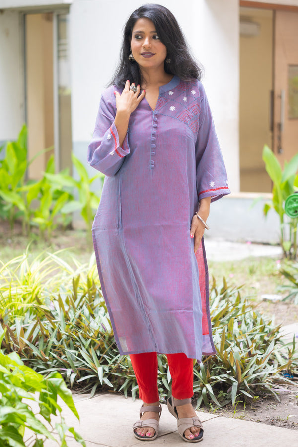 Neelima — Hand-Embroidered Linen Cotton Kurta