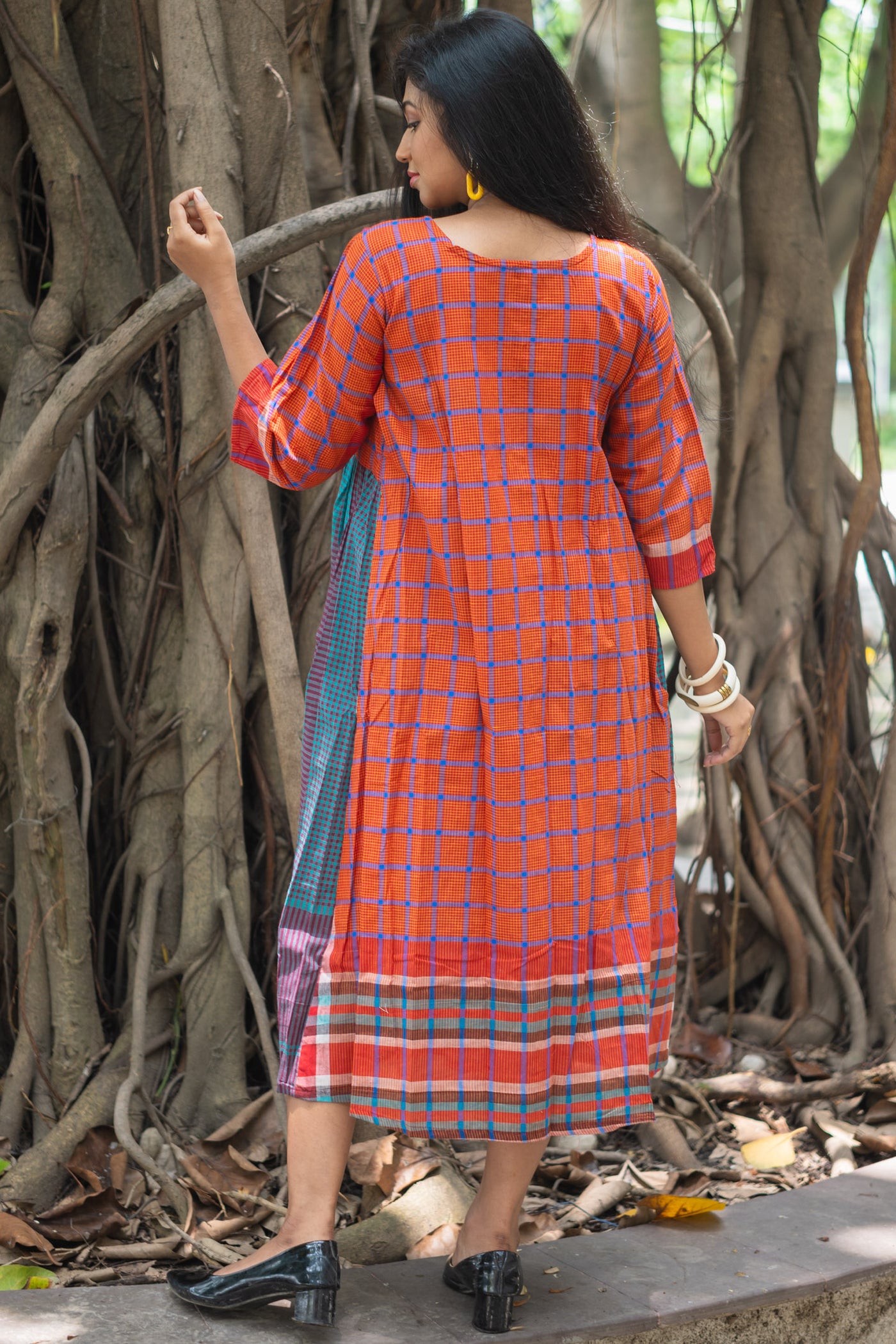 Tapti — Handwoven Gamcha Cotton Dress - Uttariya