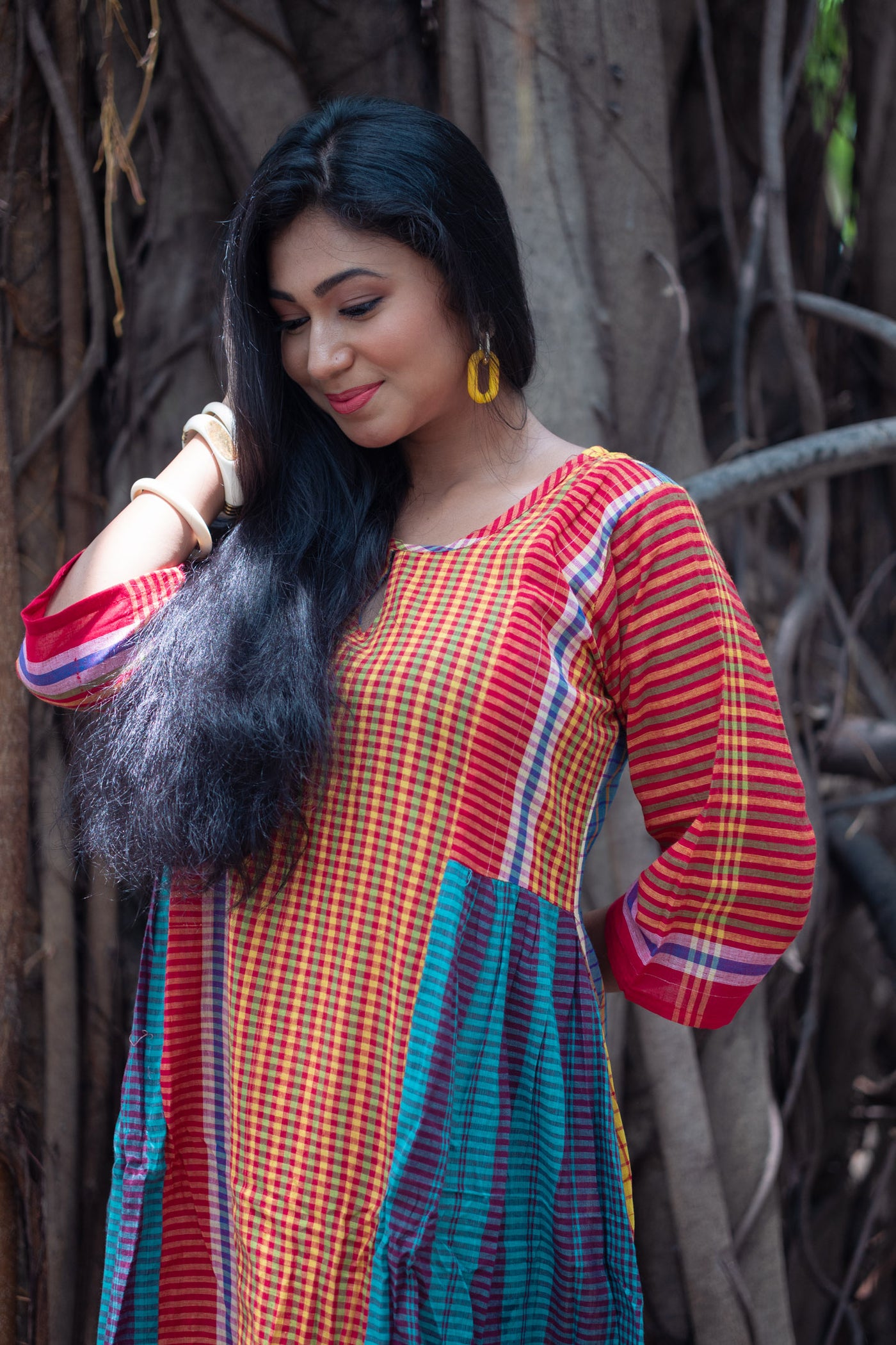 Phagun — Handwoven Gamcha Cotton Dress - Uttariya