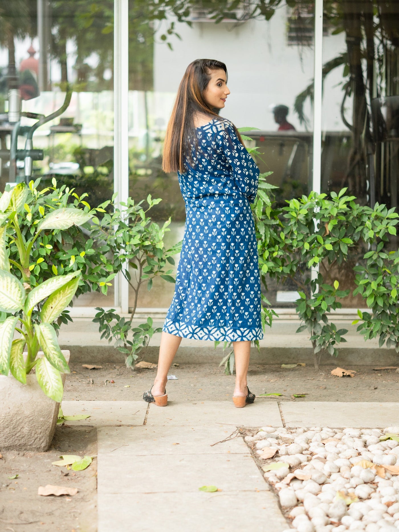 Dream Indigo Printed Cotton Kurta - Uttariya