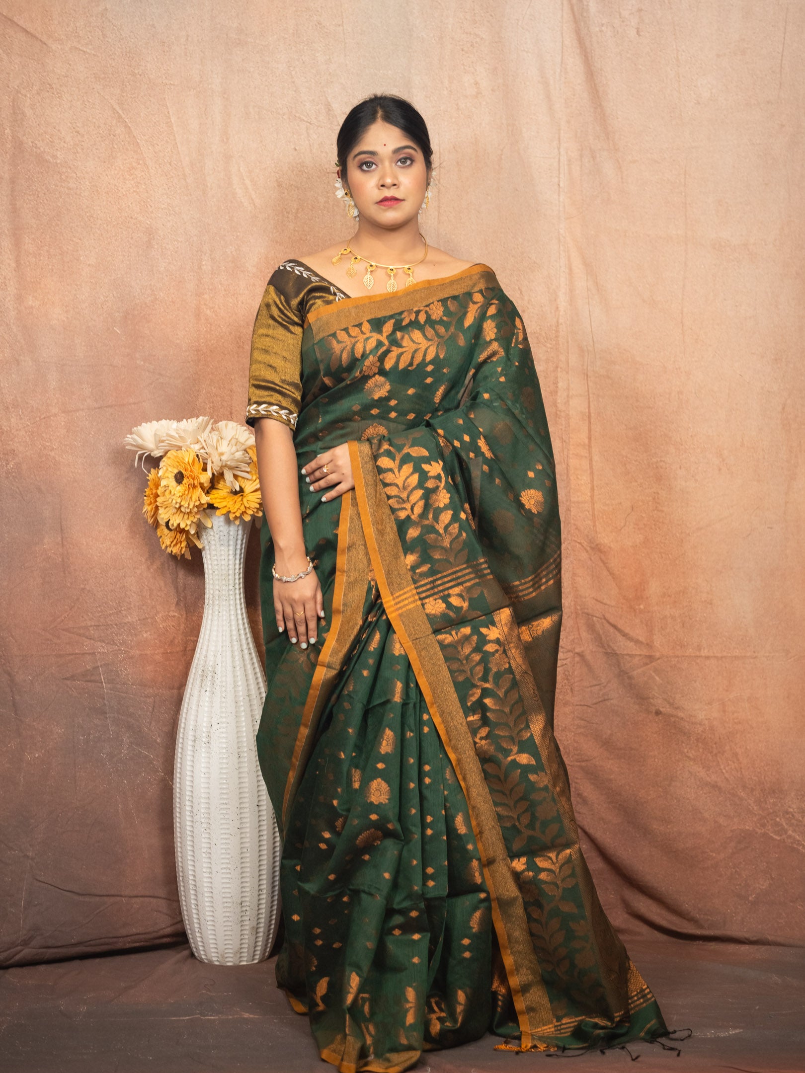 Deep Green Handloom Silk Saree