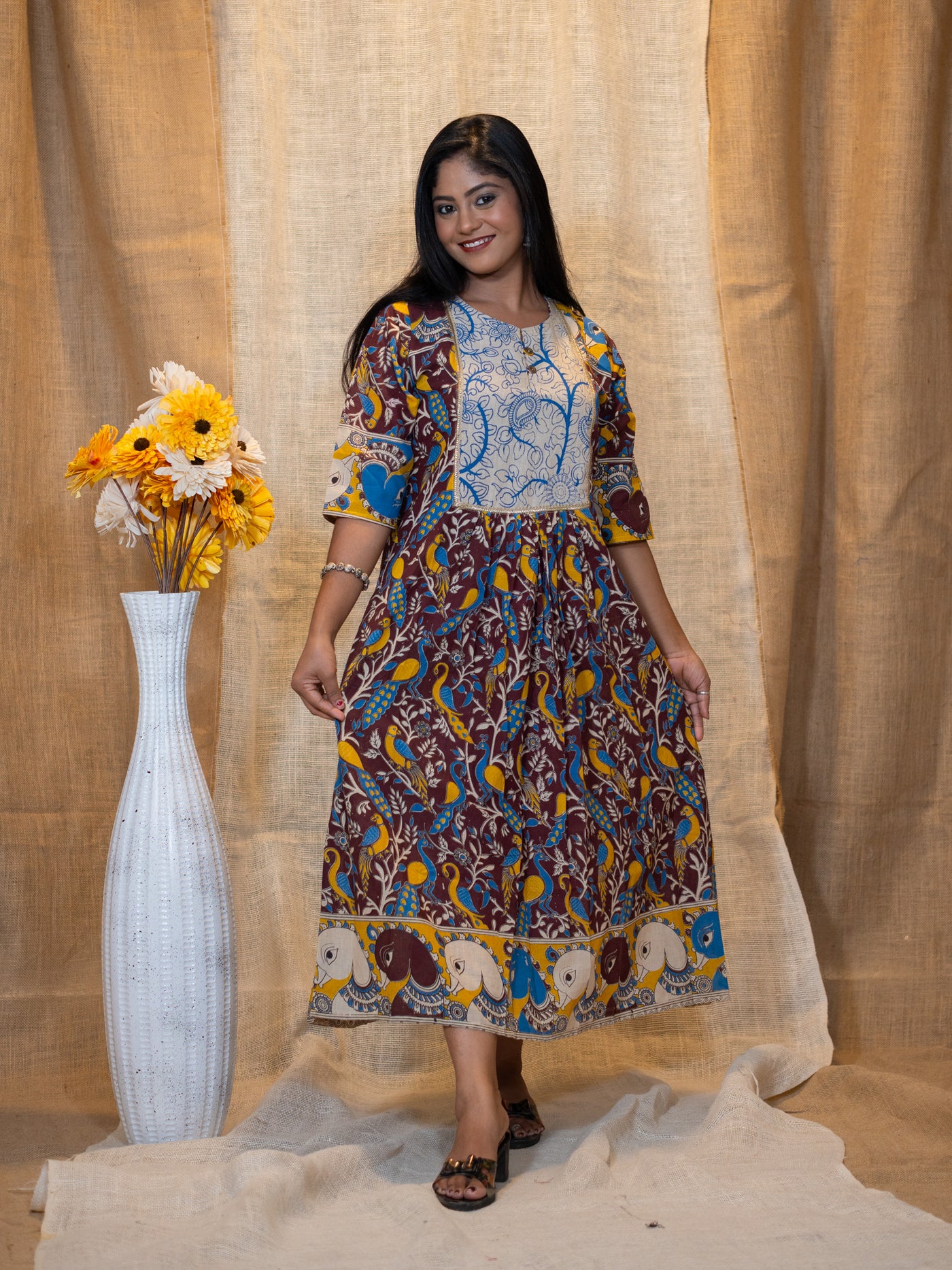 Kalamkari Spectrum Handwork Cotton Dress