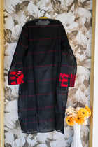 Jamdani long Kurta red black