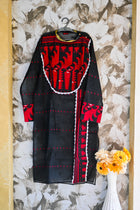 Jamdani long Kurta red black