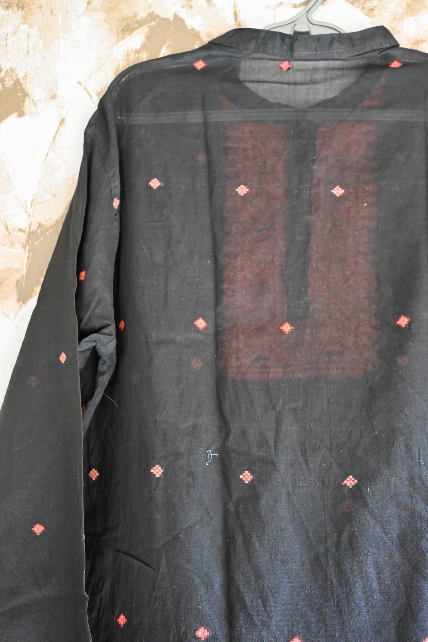 Black jamdani silk kurta