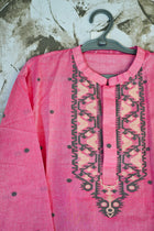 Pink jamdani silk kurta