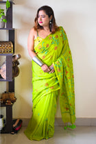 Lemon Katha Saree - Uttariya