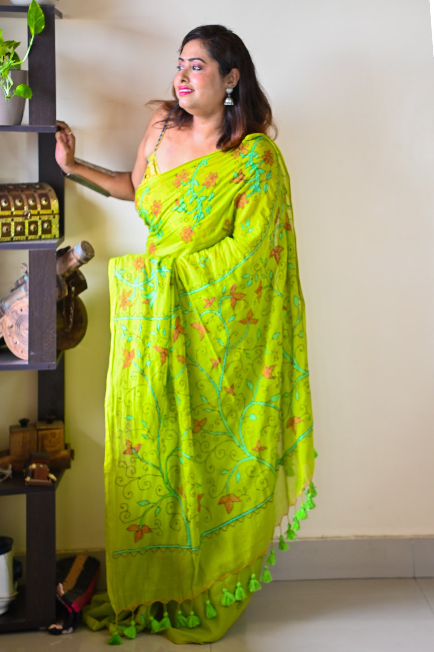 Lemon Katha Saree - Uttariya