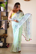 Mint  Katha Saree - Uttariya