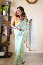 Mint  Katha Saree - Uttariya