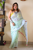 Mint  Katha Saree - Uttariya