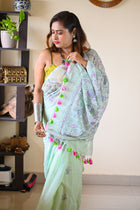 Mint  Katha Saree - Uttariya