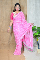 Pink Chikan Saree