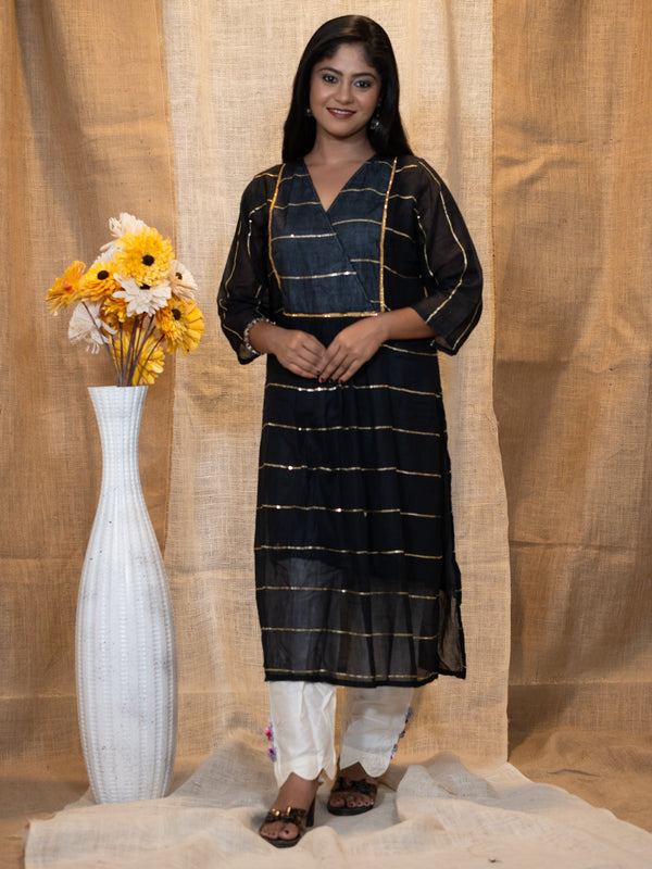 Midnight Glimmer Sequence Cotton Dress