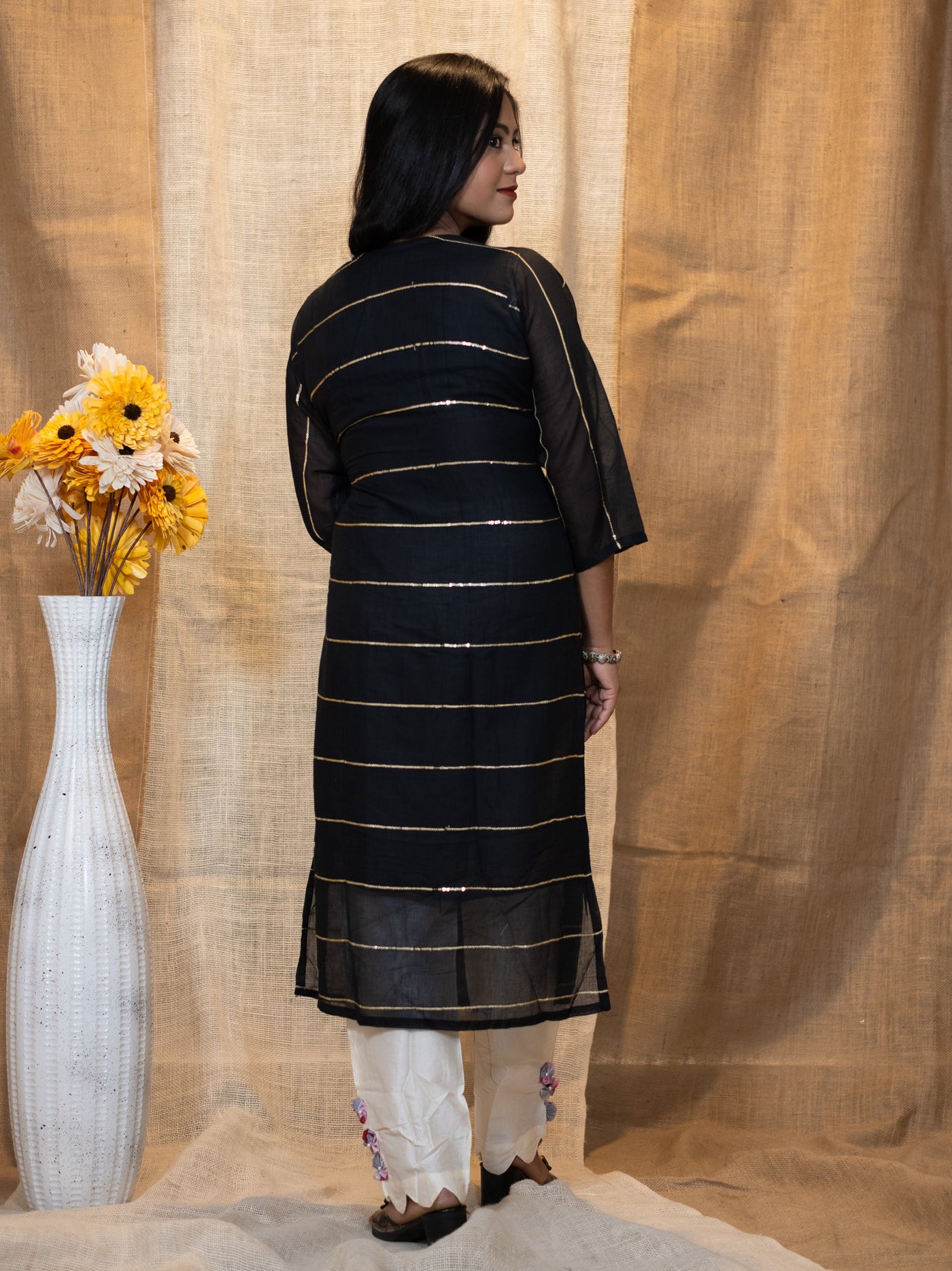 Midnight Glimmer Sequence Cotton Dress