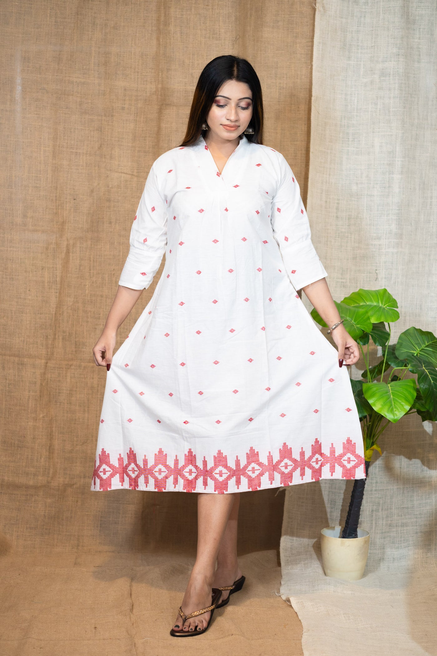Shankha — Handwoven Jamdani Dress - Uttariya