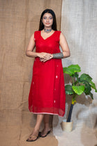 Red Jamdani Dress - Uttariya