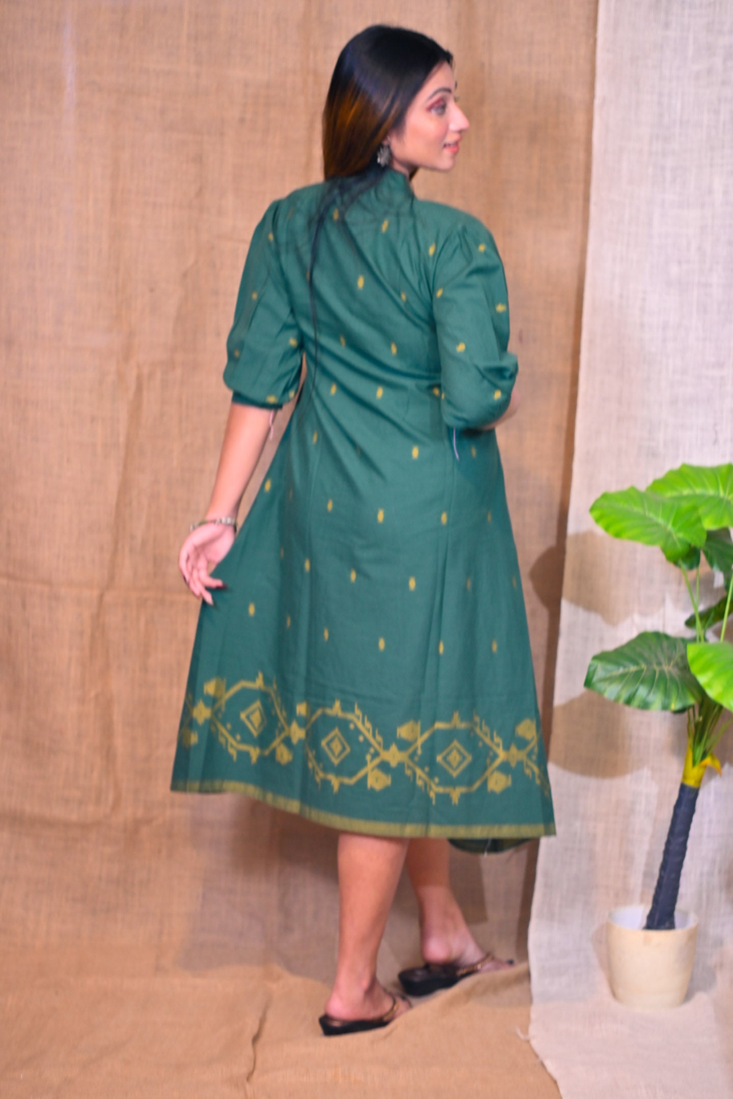 Sap Green Cotton Dress