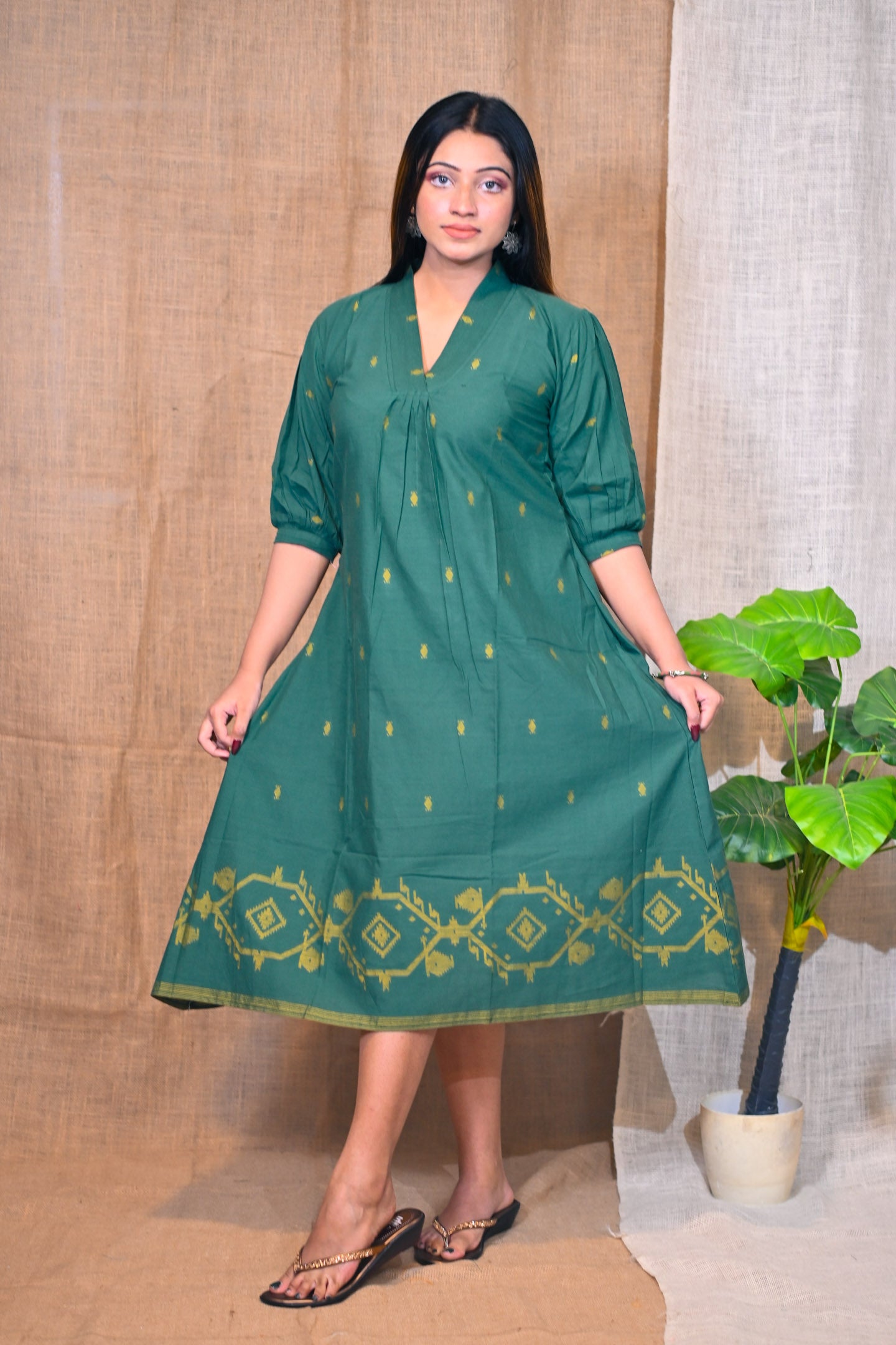 Sap Green Cotton Dress