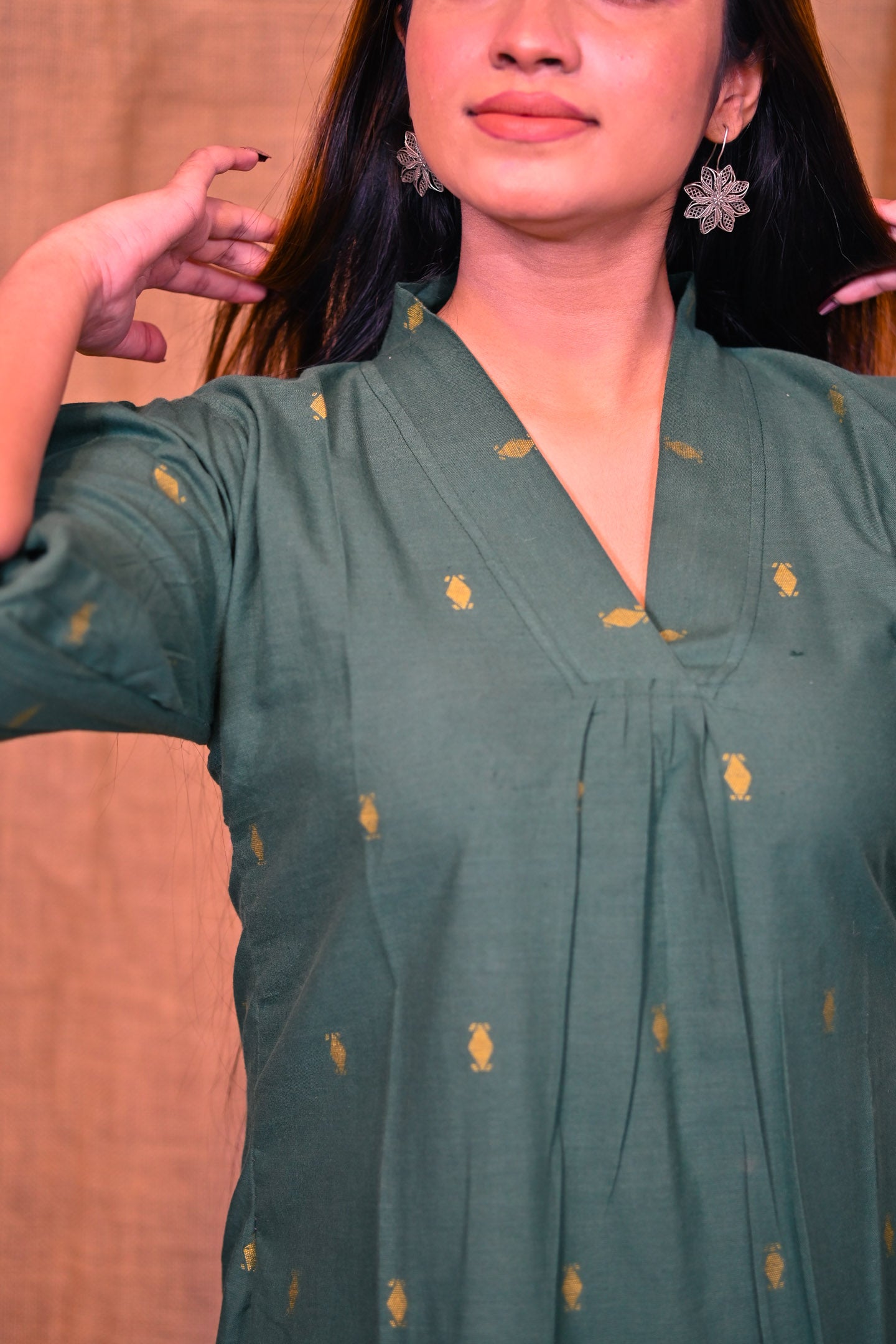 Sap Green Cotton Dress