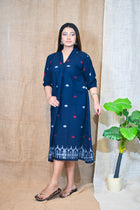 Indigo Designer Cotton Dress - Uttariya