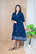 Indigo Designer Cotton Dress - Uttariya