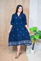 Indigo Designer Cotton Dress - Uttariya