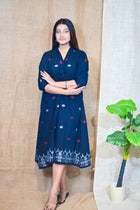 Indigo Designer Cotton Dress - Uttariya