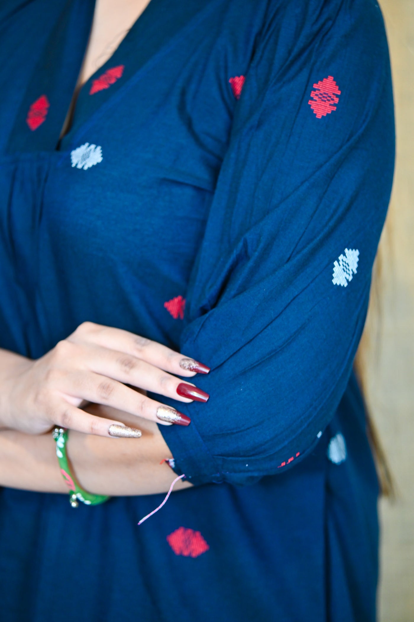 Indigo Designer Cotton Dress - Uttariya