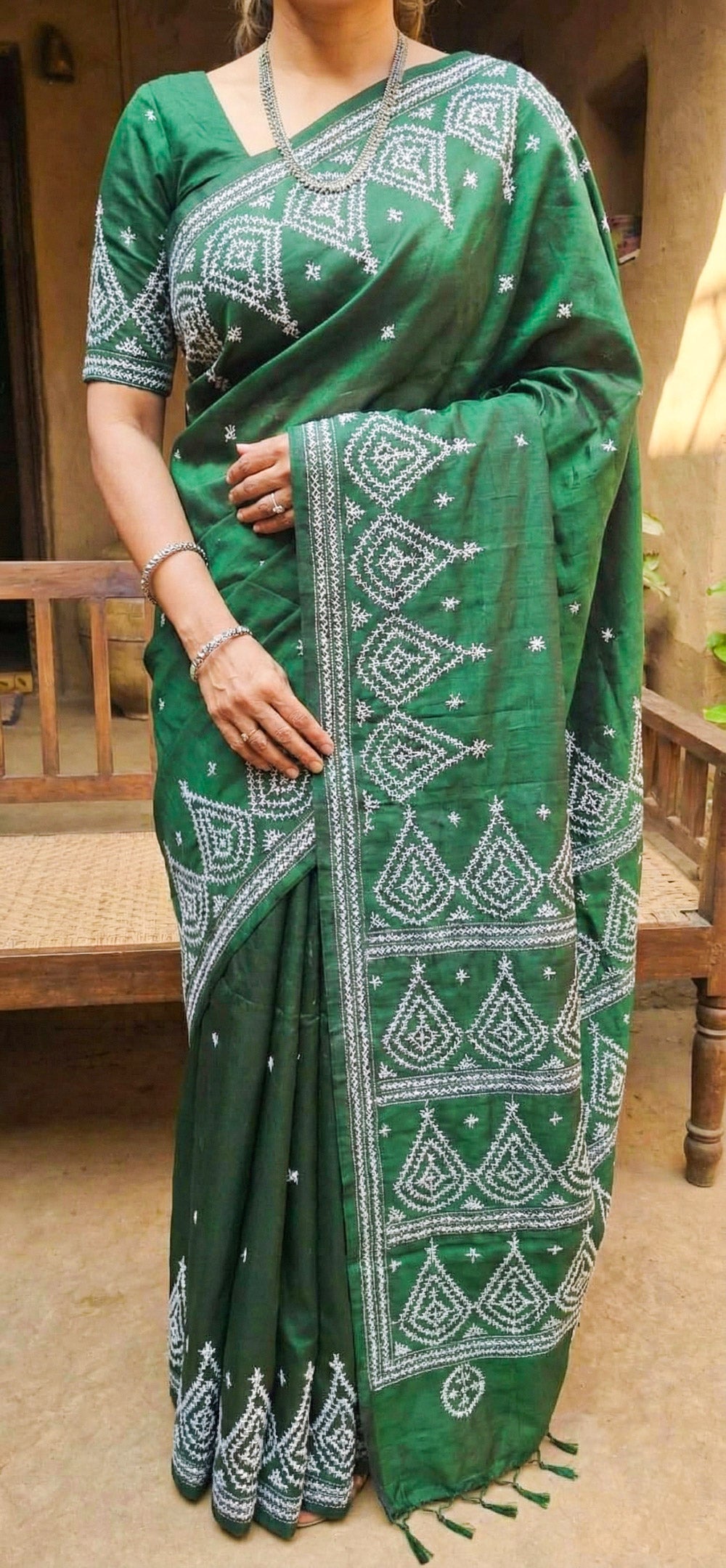 Green Katha silk saree