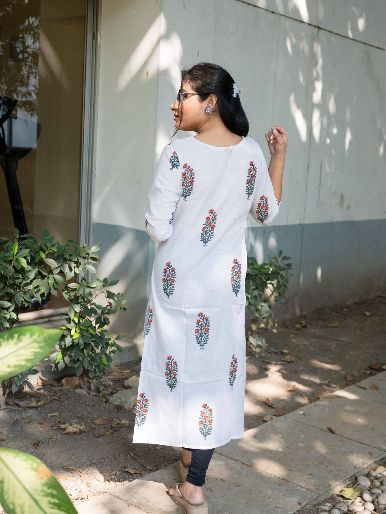 White floral printed dress