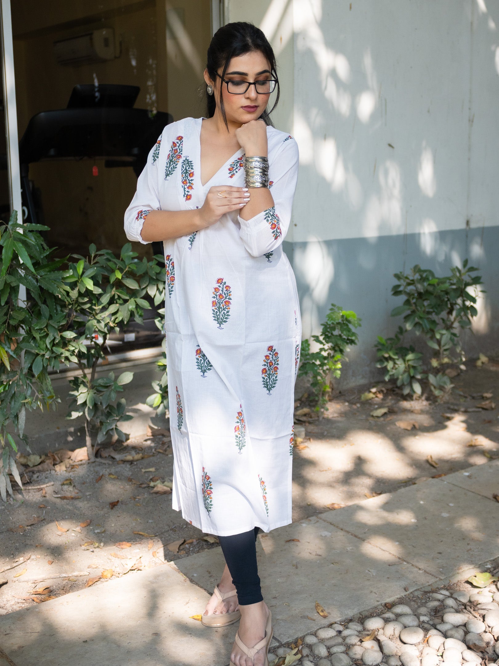 White floral printed dress