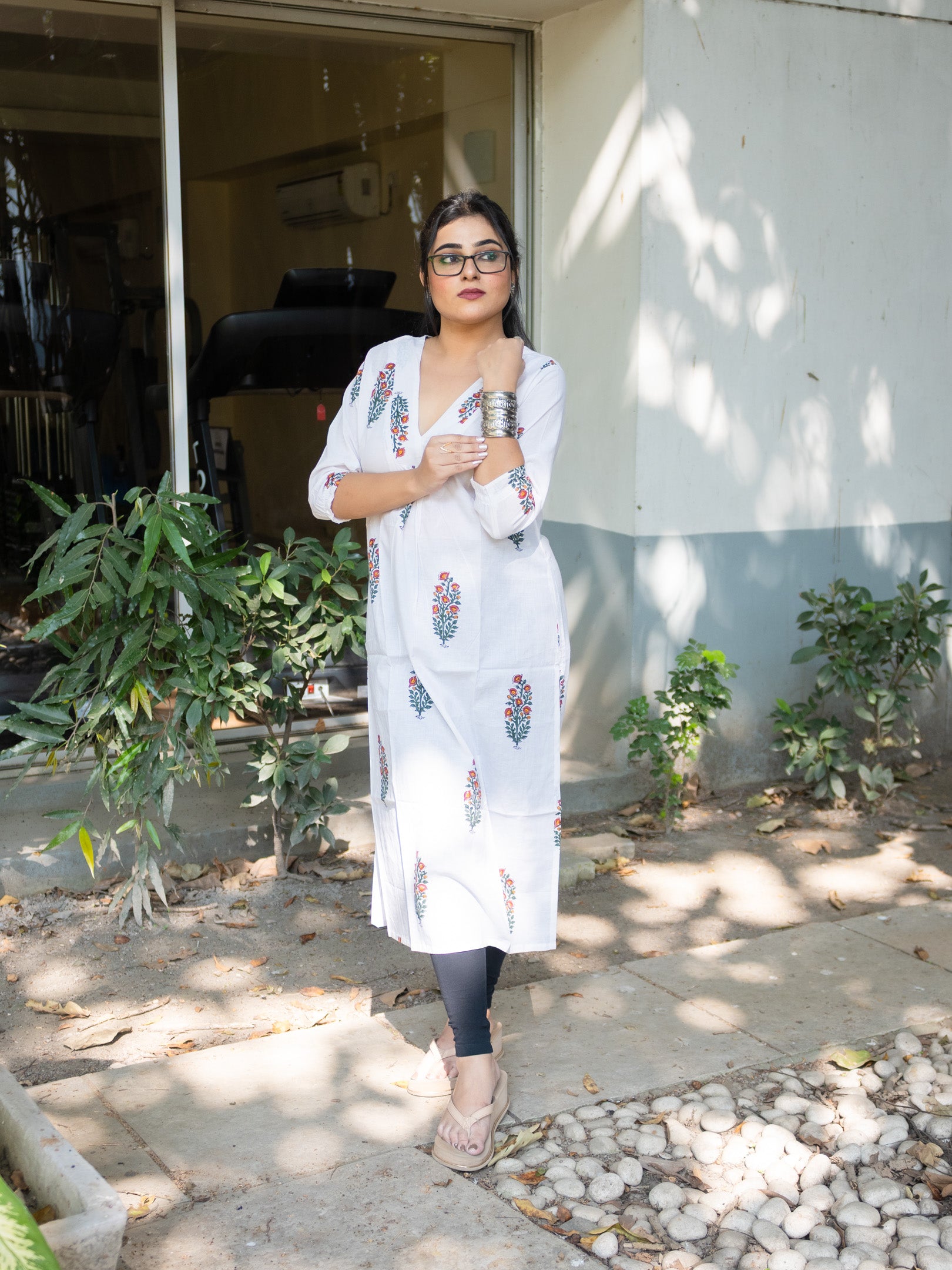 White floral printed dress