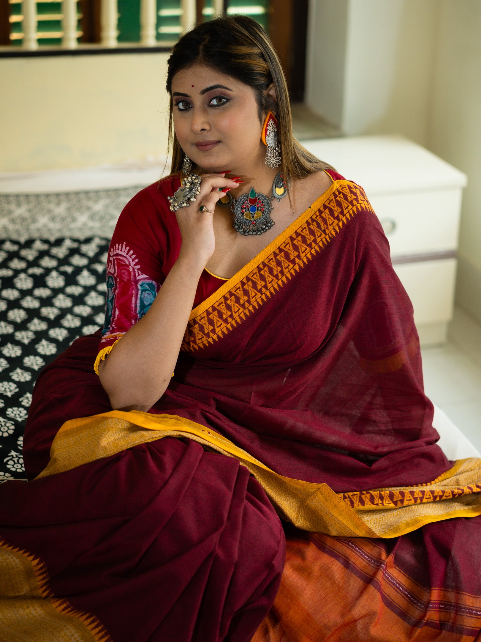 Burn Rose Saree