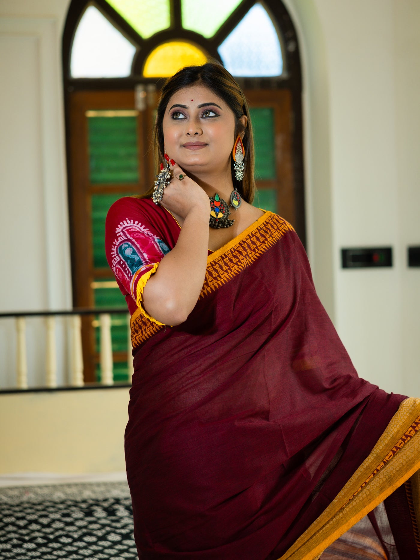 Burn Rose Saree