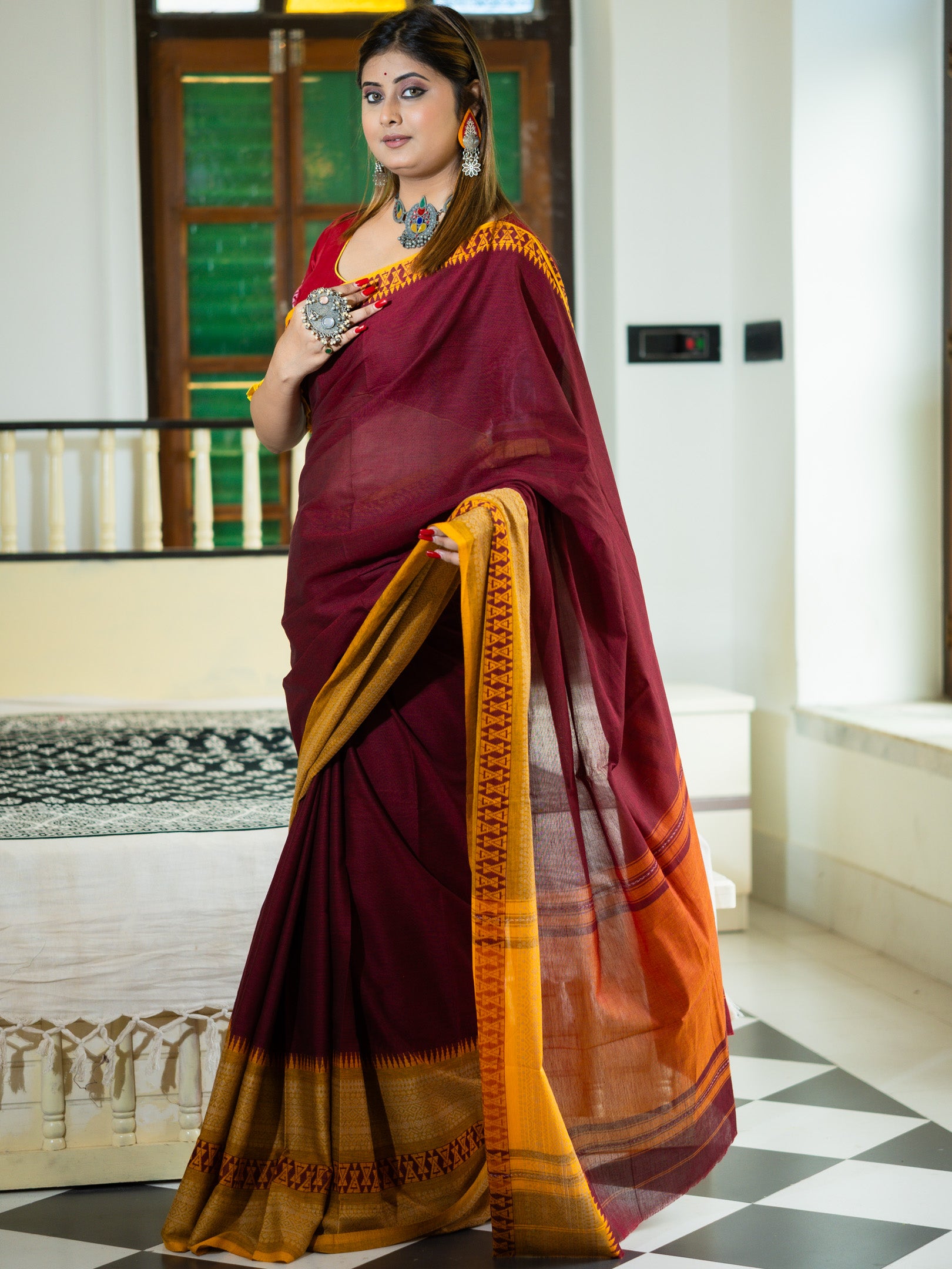 Burn Rose Saree