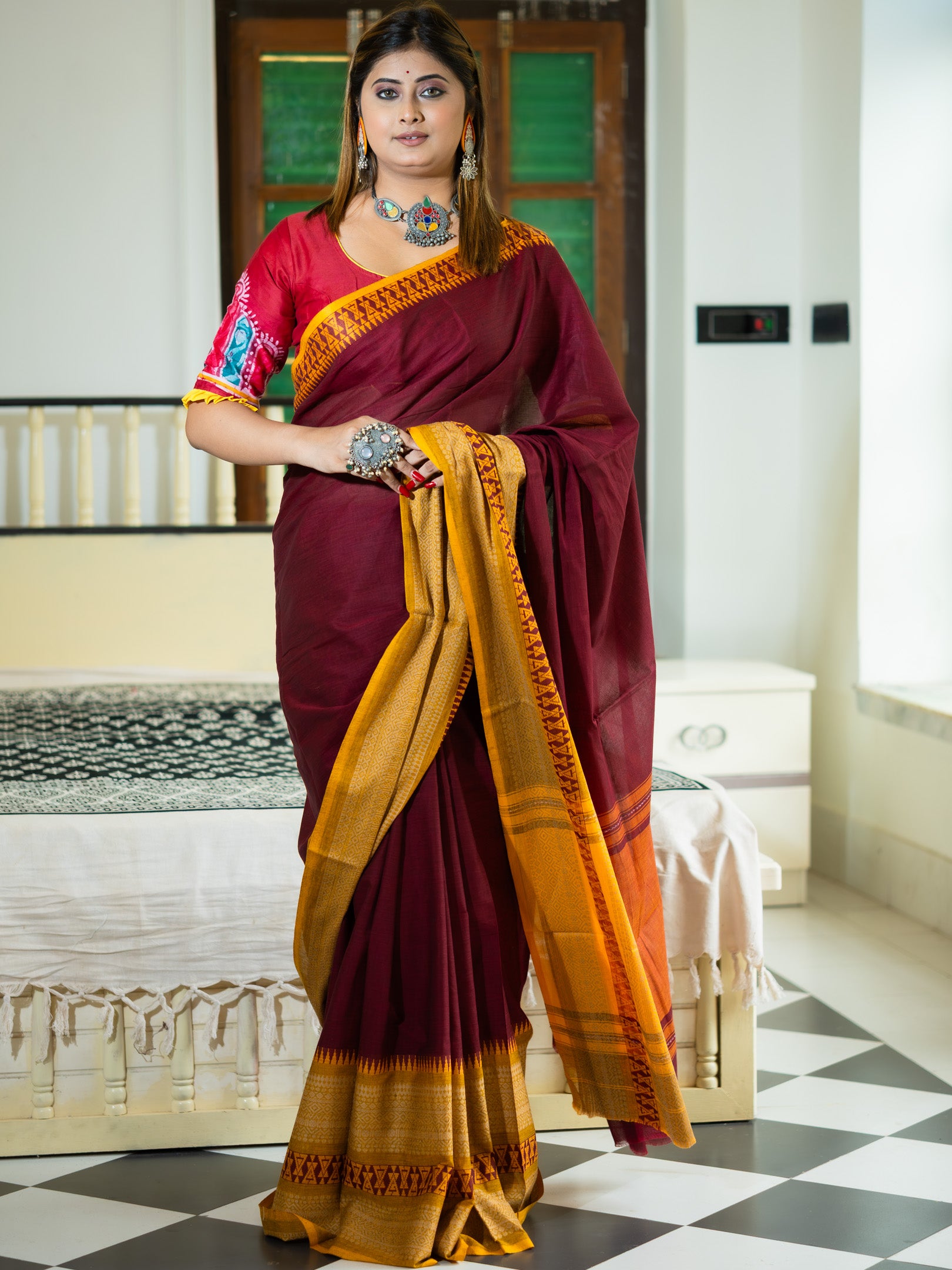 Burn Rose Saree