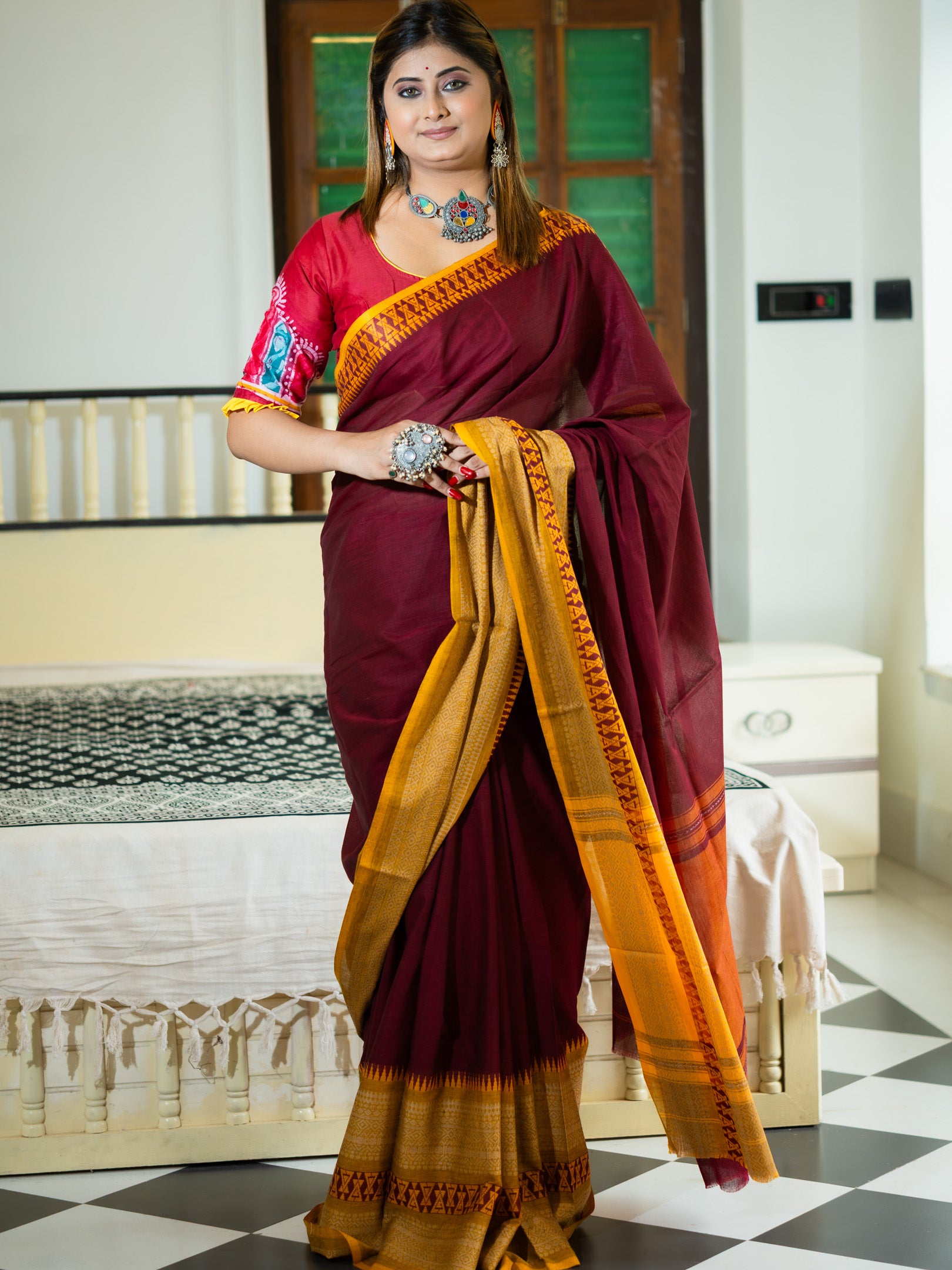 Burn Rose Saree