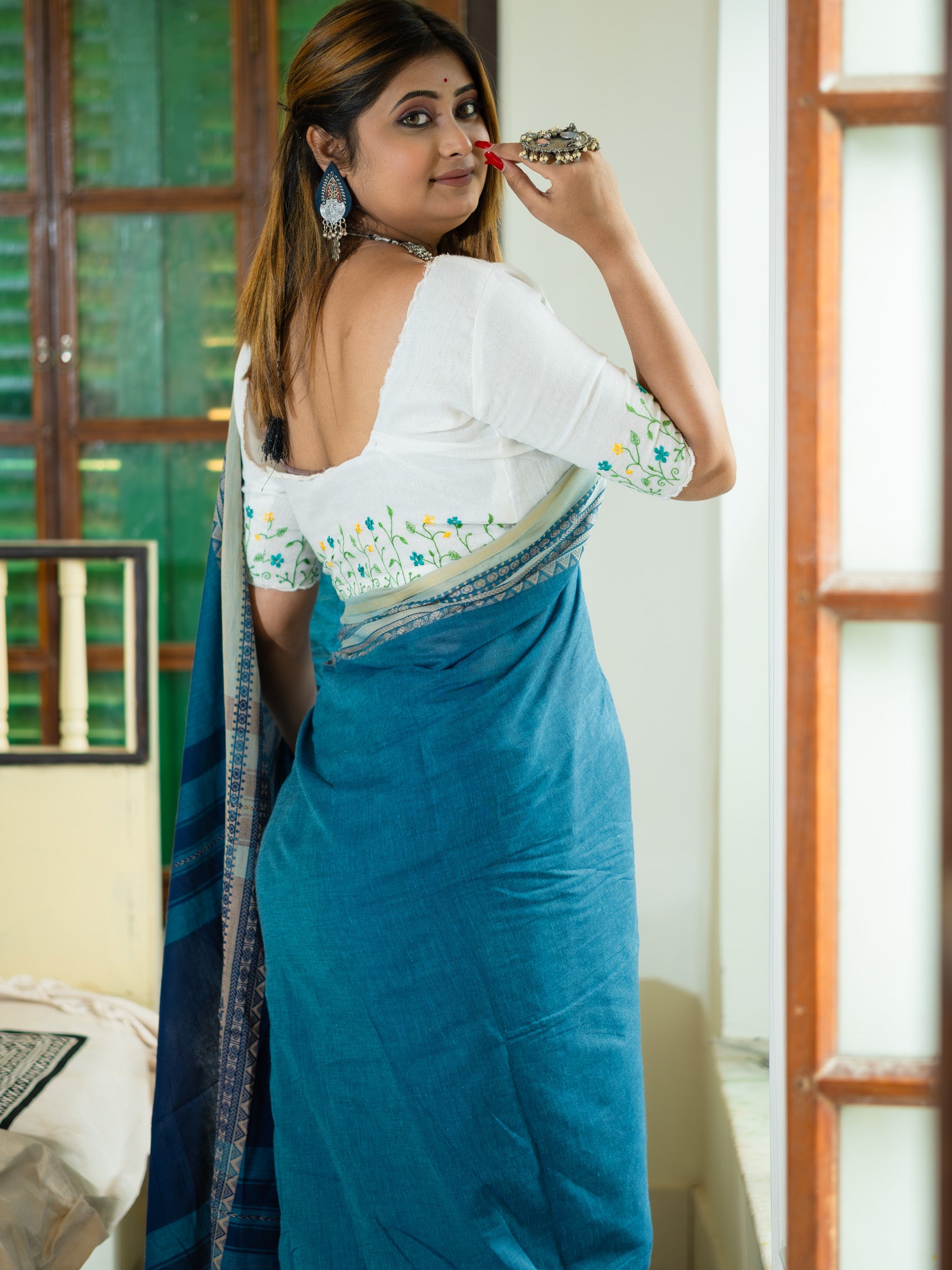 Teal Blue Saree
