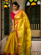 MariGold Yellow with Rani Pink Border - Uttariya