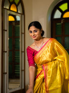 MariGold Yellow with Rani Pink Border - Uttariya