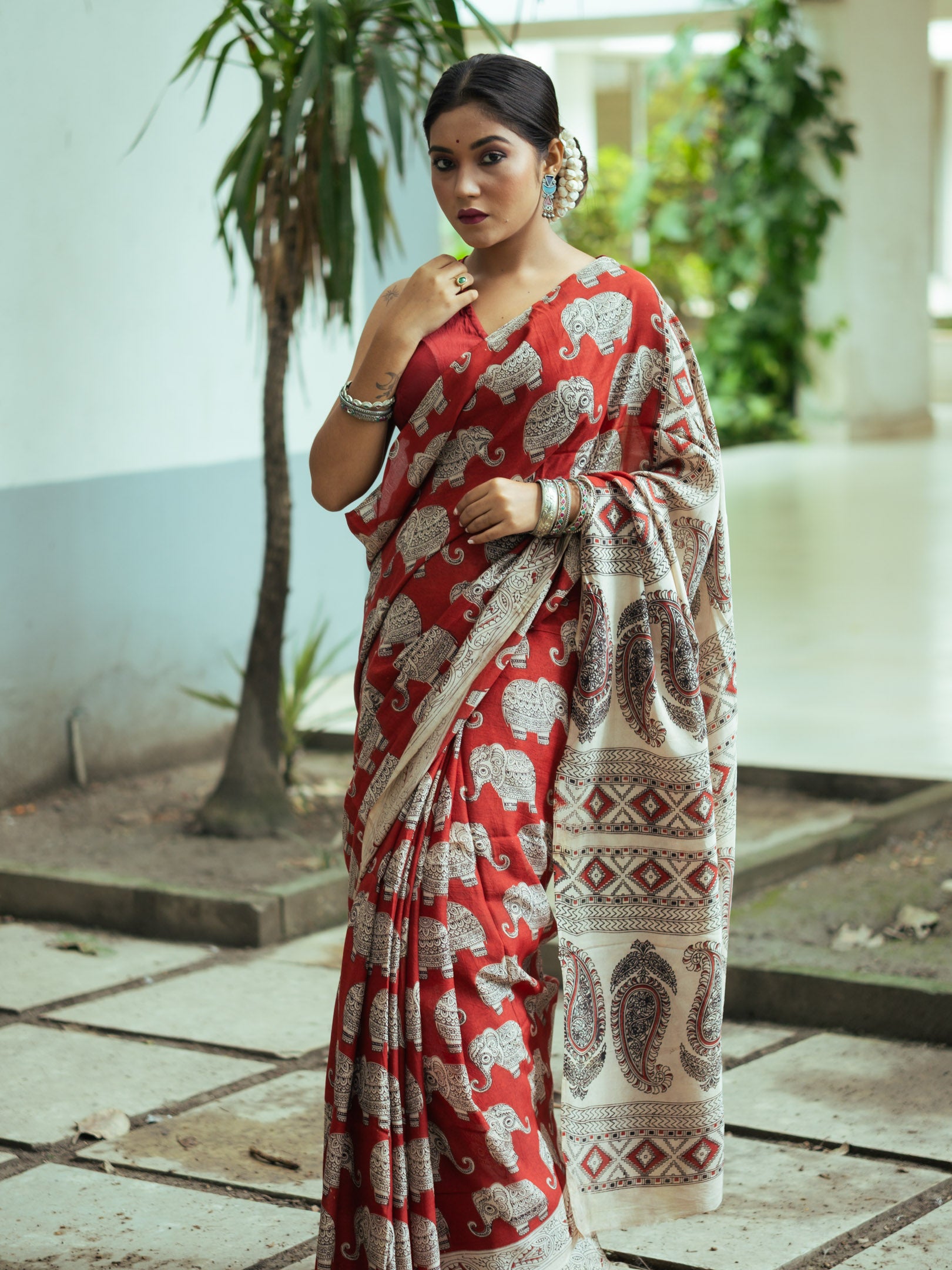 Paisley Raga Kalamkari Silk Saree