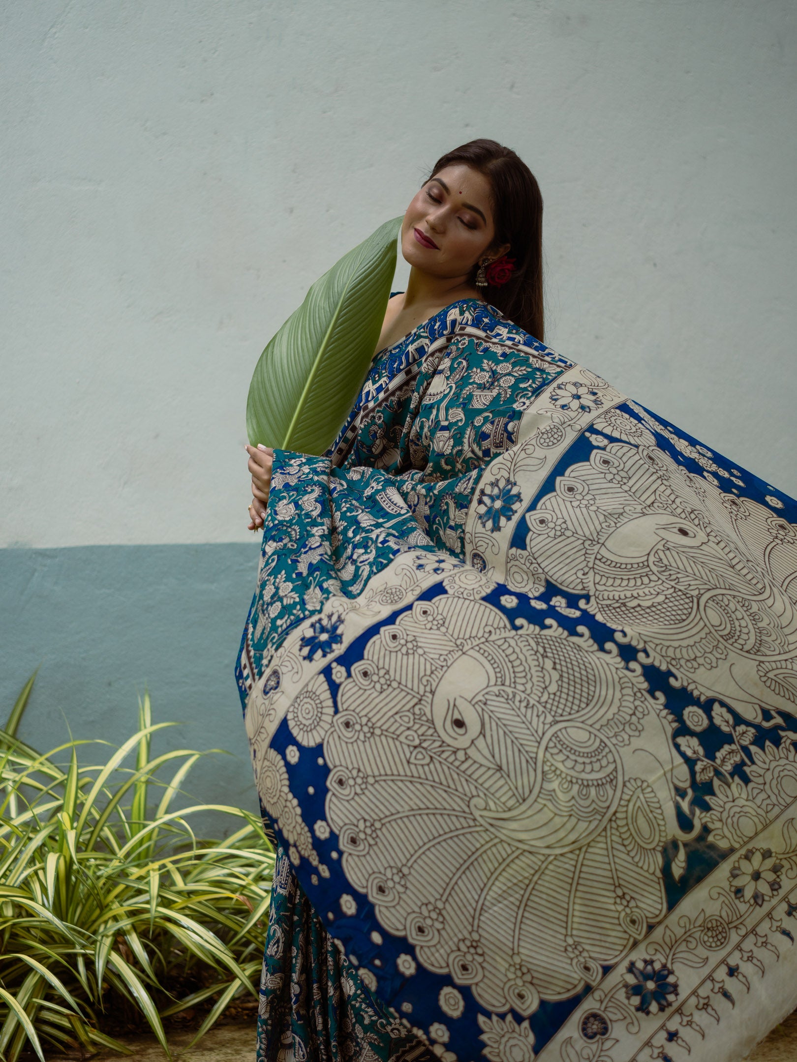 Ivory Pallu Vines Kalamkari Silk Saree
